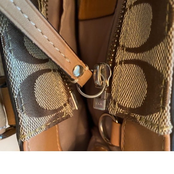 Coach Hampton Signature Braided Leather Logo Canvas Satchel - Picture 10 of 14